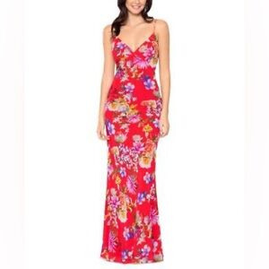 Betsy & Adam Women's Long Sleeveless V-Neck Maxi Dress